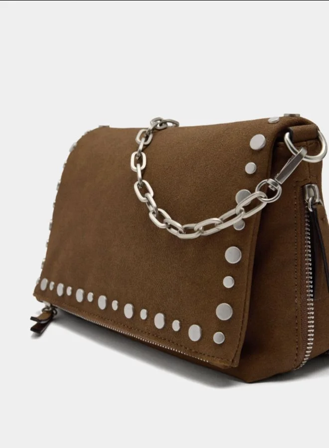 PARFOIS Faux leather studded shoulder bag