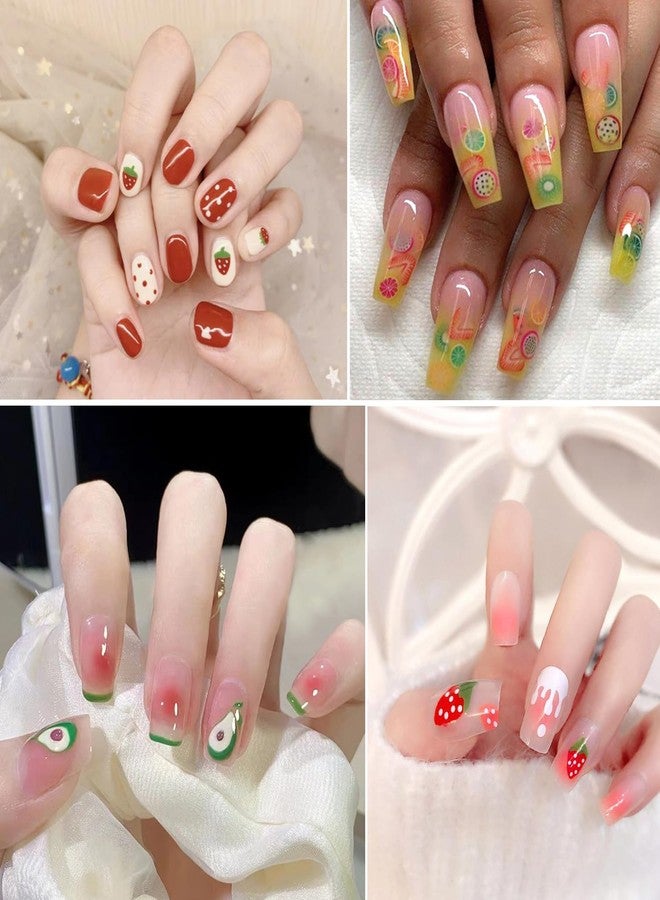 Vezocim Fruits Nail Art Sticker Decals, 3D Summer Fruit Nail Self-Adhesive Sticker Designs, Lemon Watermelon Strawberry Cherry Avocado Nail Transfer Decal for Women Girls Manicure Tips Decorations - Image 2