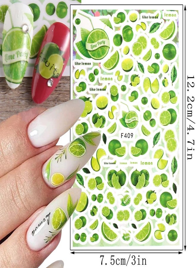 Vezocim Fruits Nail Art Sticker Decals, 3D Summer Fruit Nail Self-Adhesive Sticker Designs, Lemon Watermelon Strawberry Cherry Avocado Nail Transfer Decal for Women Girls Manicure Tips Decorations - Image 3