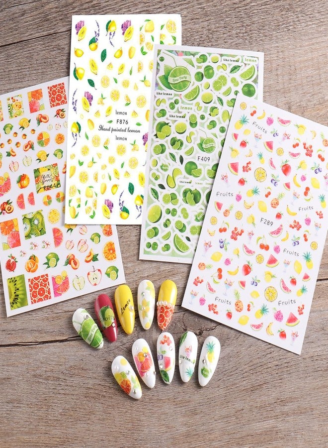 Vezocim Fruits Nail Art Sticker Decals, 3D Summer Fruit Nail Self-Adhesive Sticker Designs, Lemon Watermelon Strawberry Cherry Avocado Nail Transfer Decal for Women Girls Manicure Tips Decorations - Image 5