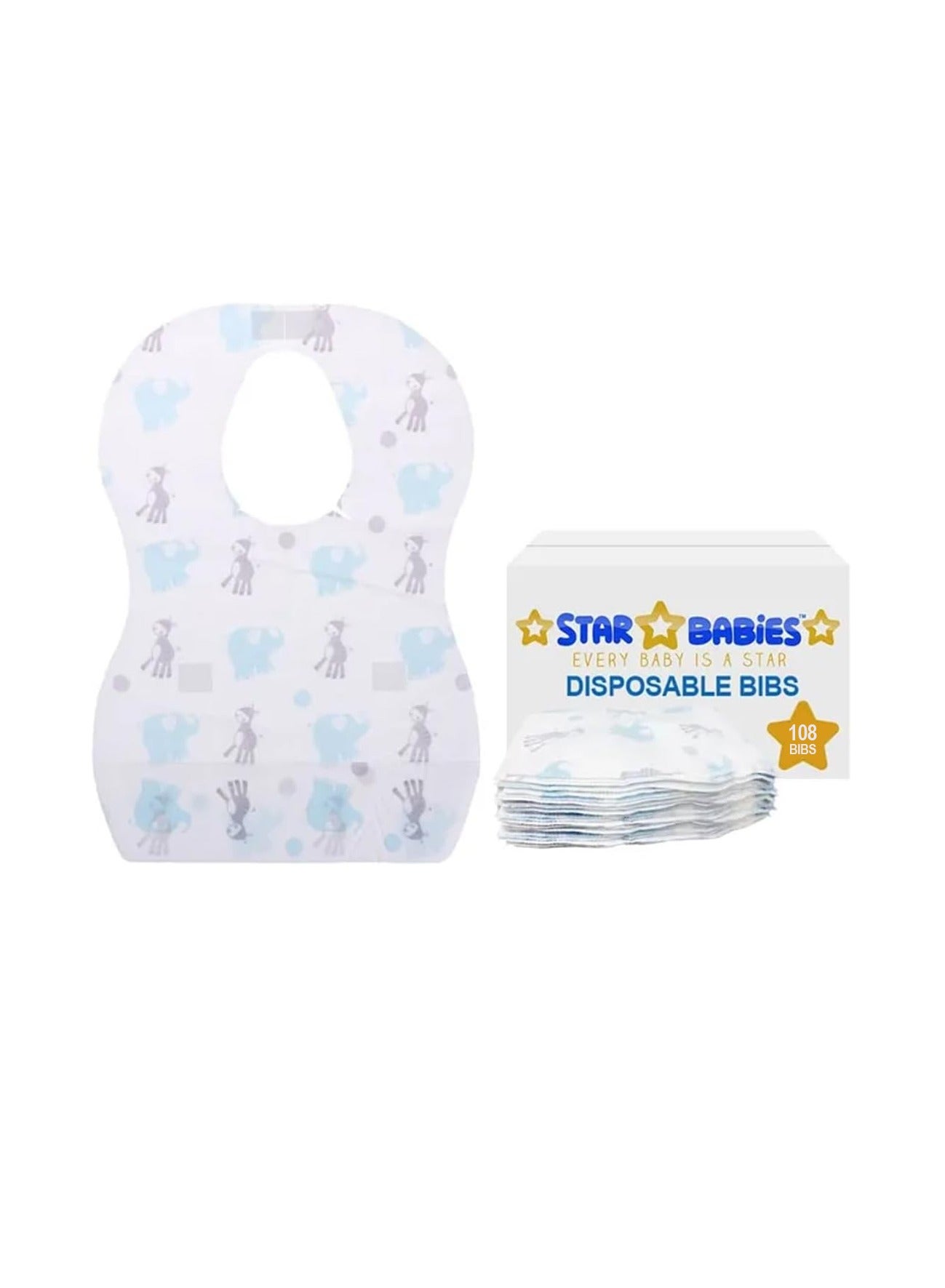 STAR BABiES Disposable Bibs Pack of 108-Elephant