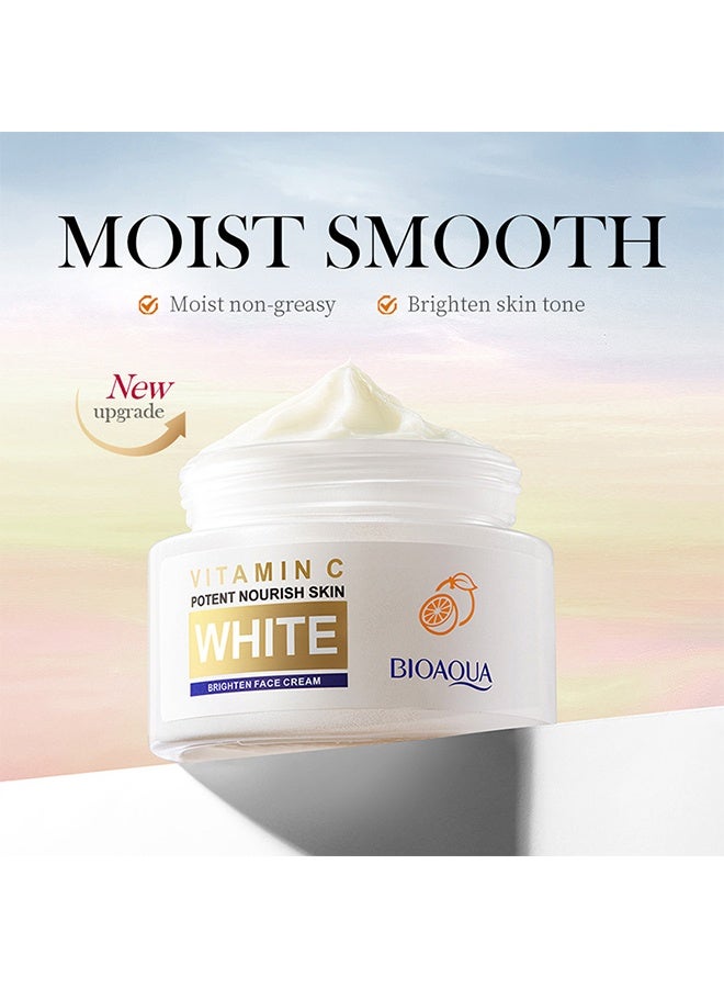 BIOAQUA Vitamin C  Potent Nourish Skin White Plain Makeup Cream，White Facial CreamFace Moisturizing Creamy Orange Extract Skincare 50g - Image 2