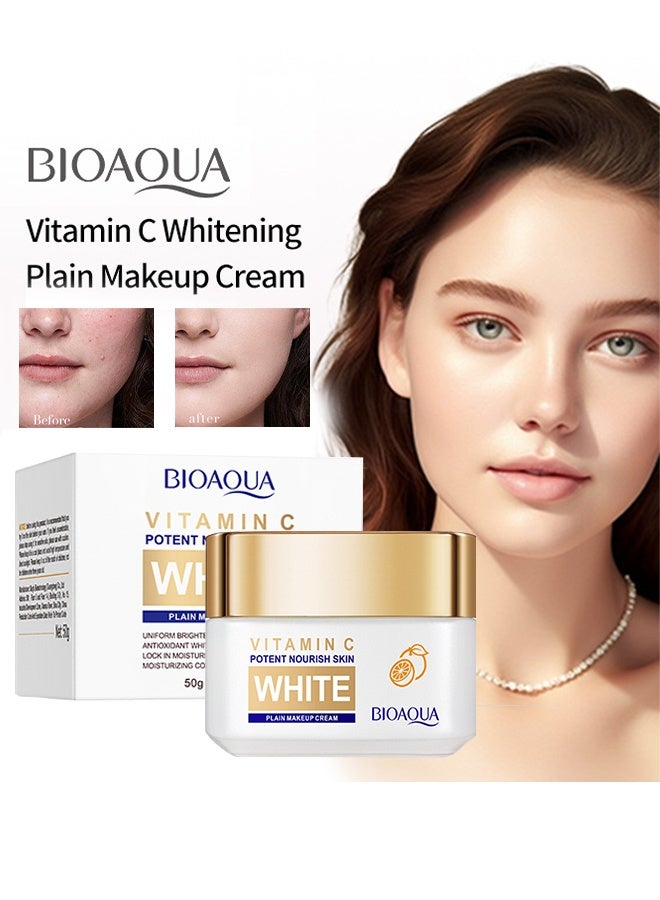 BIOAQUA Vitamin C  Potent Nourish Skin White Plain Makeup Cream，White Facial CreamFace Moisturizing Creamy Orange Extract Skincare 50g - Image 1