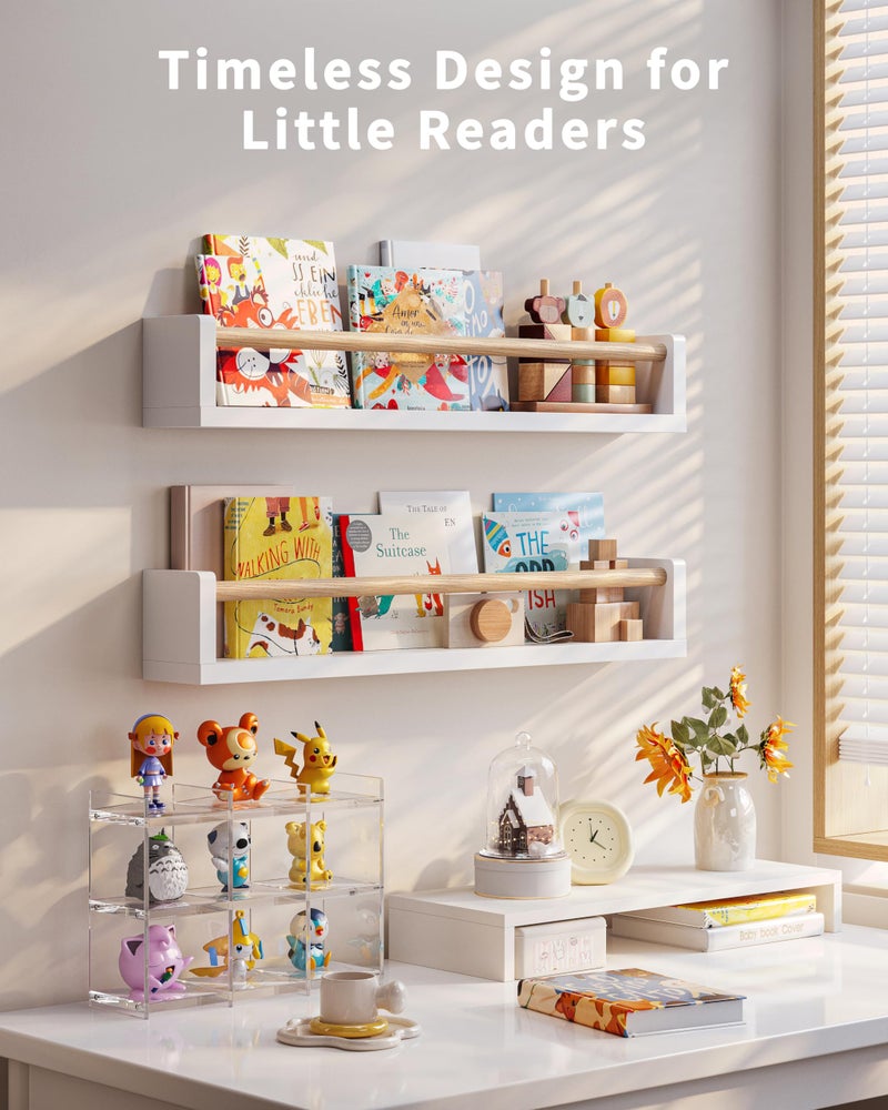 Seocry Nursery Book Shelves, 4 Pack, Wall Book Shelves for Kids Room, Baby, Toddler, Nursery Decor (White Wood, 23 Inches) - Image 4