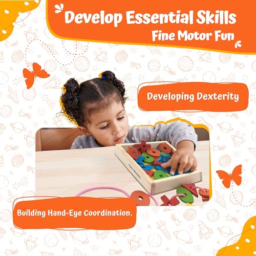 Skillofun Wooden Geometric Beads for 2 year Old , Colorful Shapes For Beading | Fine Motor Activity Toys For Kids | Develops Color Recognition Hand-eye Coordination | Beads For Kids Activity - Image 2