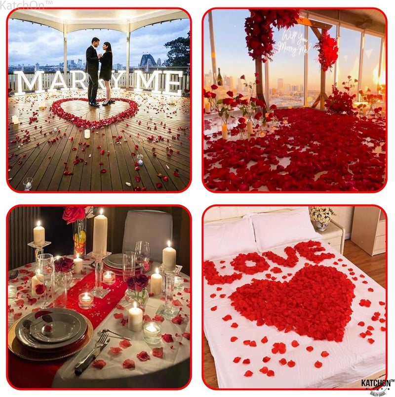 KATCHON Rose Petals Pack of 1000 - Valentines Day Decorations | Red Rose Petals for Romantic Decorations Special Night, Wedding, Anniversary | Rose Petals Dried Organic | Real Rose Petals Valentines Day Decor - Image 3