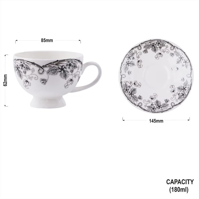Dandy lines England by DATA Dandy Lines Yana Platinum Garden Cups Saucers 53034 Pack of 12 - Image 4