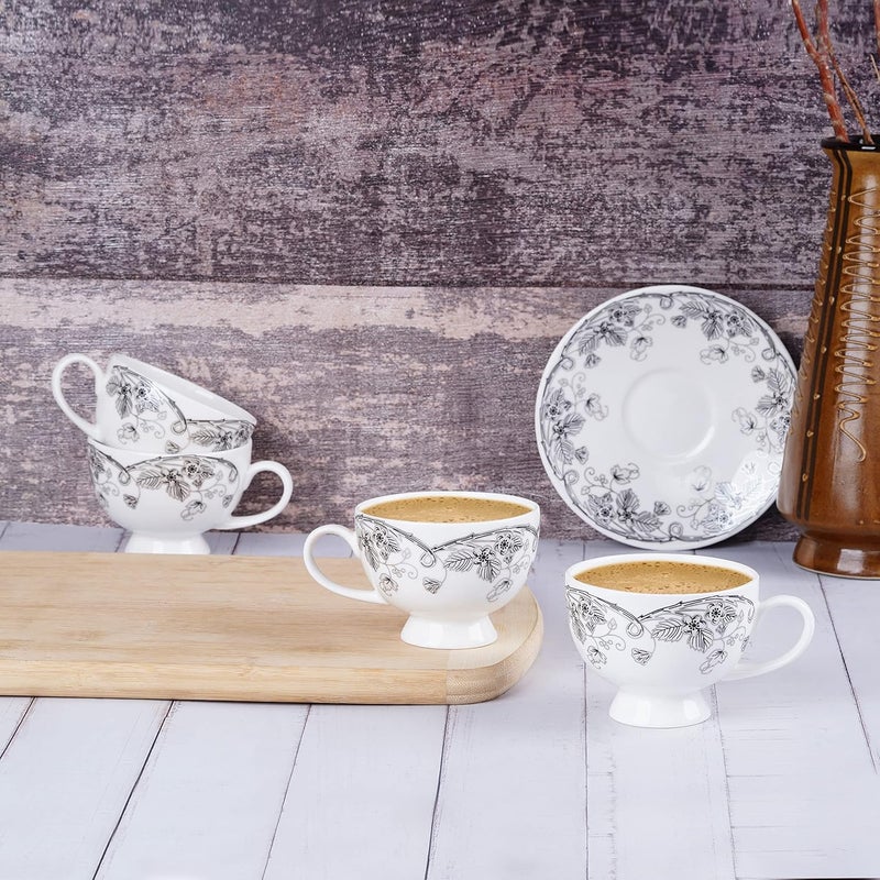 Dandy lines England by DATA Dandy Lines Yana Platinum Garden Cups Saucers 53034 Pack of 12 - Image 1