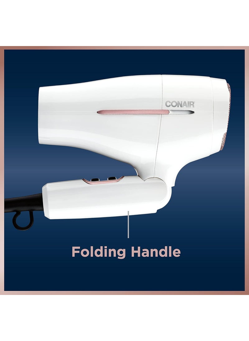 CONAIR Conair Hair Dryer Worldwide Travel Hair Dryer with Smart Voltage Technology and Folding Handle Includes Concentrator  - Image 3