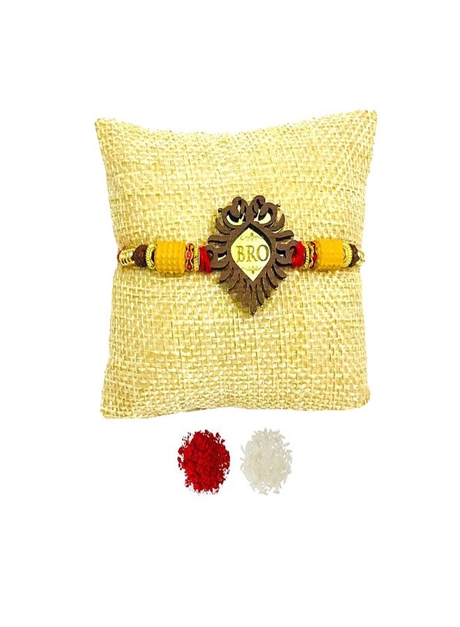 Evisha Wooden Carving Rakhi For Brother | Rakhi Combo-WD-1 | rakhi || rakhi set || rakhi for brother || rakhi for brother and bhabhi || rakhi combo || bhaiya bhabhi rakhi || rakhi gifts - Image 1
