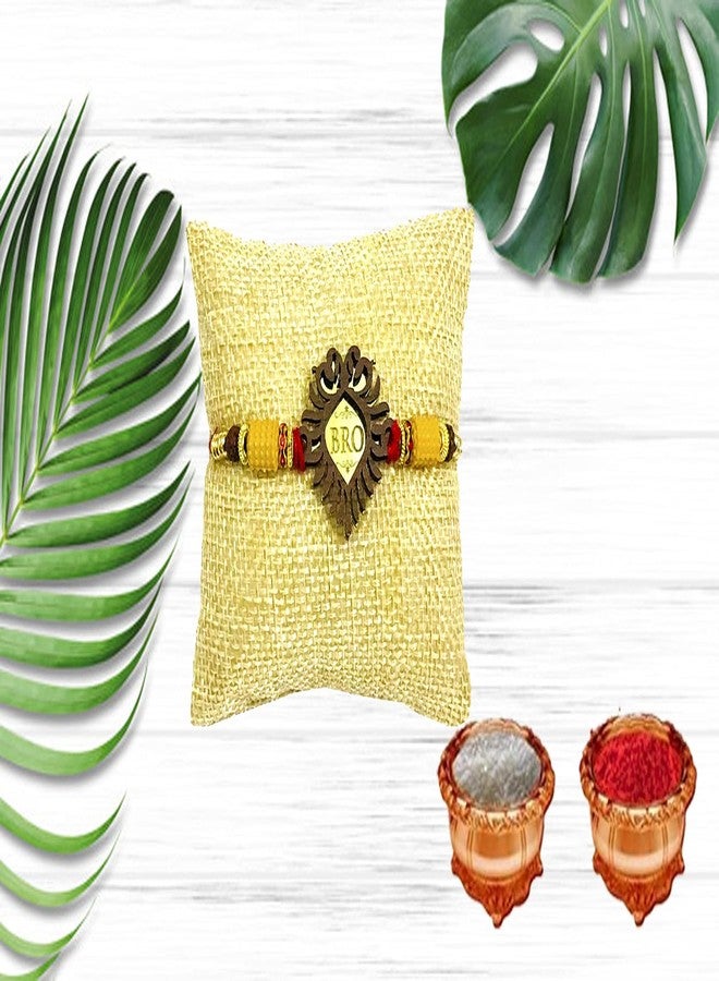 Evisha Wooden Carving Rakhi For Brother | Rakhi Combo-WD-1 | rakhi || rakhi set || rakhi for brother || rakhi for brother and bhabhi || rakhi combo || bhaiya bhabhi rakhi || rakhi gifts - Image 2