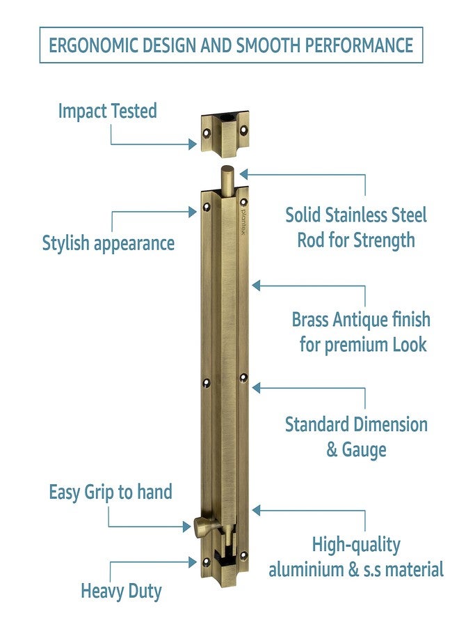 Plantex Stainless Steel Tower Bolt/Tower Bolt for Home,Offices Doors and Windows/Tower Bolt for Main Door/Door Latch/Kundi/Chitakini/Door Latch for Windows - Pack of 2 (Brass Finish, 12 inch) - Image 3