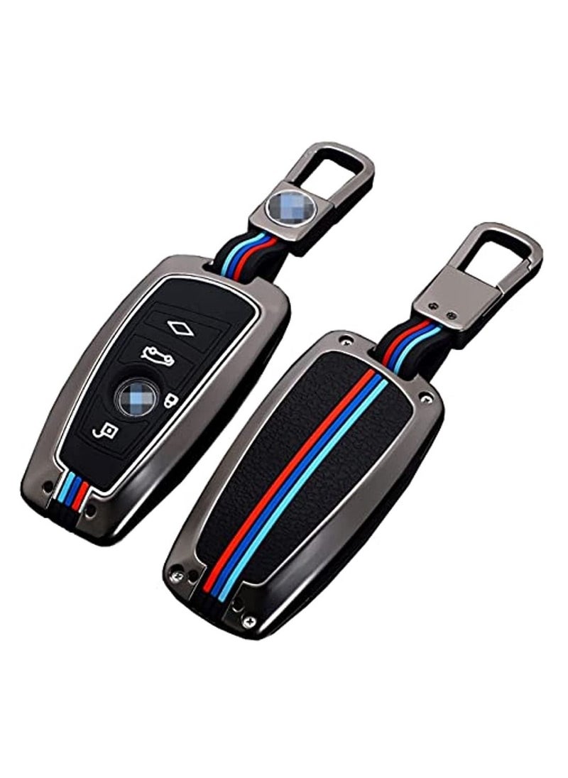 OIMG Cover Case Keychain Metal Shell Cover Compatible With BMW 1 3 4 5 6 7 Series X3 X4 M5 M6 GT3 GT5 Short Buckle Gunmetal  - Image 1