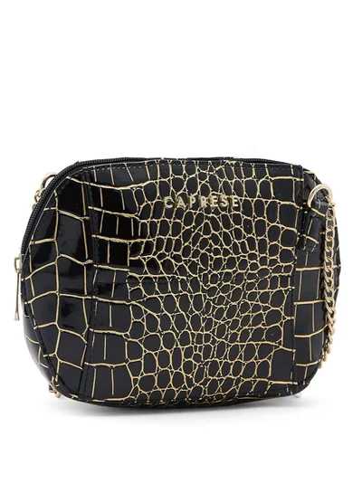CAPRESE Caprese Miranda Sling Bag, Black-Small | Stylish Handbag for Women with Animal Print | Adjustable Strap & Spacious Interiors | Perfect Ladies Purse for Carrying Everyday Essentials & Travel