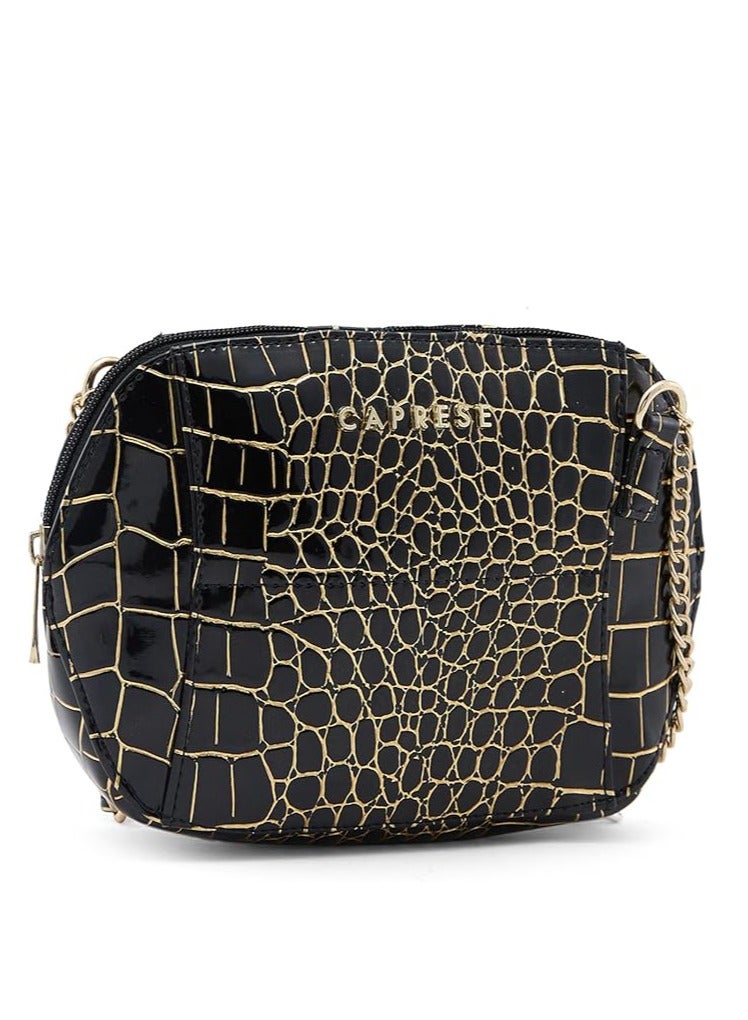 Caprese Miranda Sling Bag, Black-Small | Stylish Handbag for Women with Animal Print | Adjustable Strap & Spacious Interiors | Perfect Ladies Purse for Carrying Everyday Essentials & Travel - Image 1