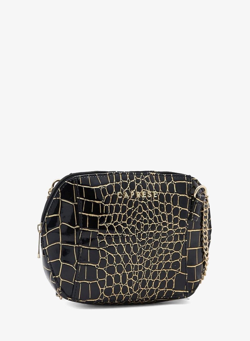 Caprese Miranda Sling Bag, Black-Small | Stylish Handbag for Women with Animal Print | Adjustable Strap & Spacious Interiors | Perfect Ladies Purse for Carrying Everyday Essentials & Travel - Image 1