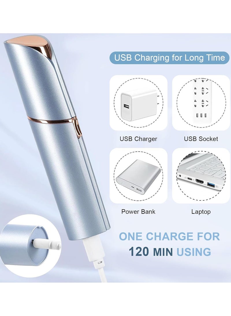 إزالة شعر الوجه الكهربائية للنساء، ماكينة حلاقة الوجه والشفاه بدون ألم، لون الخوخ، بحجم أحمر الشفاه تتضمن ضوءًا ورأسًا بديلًا واحدًا - Image 5