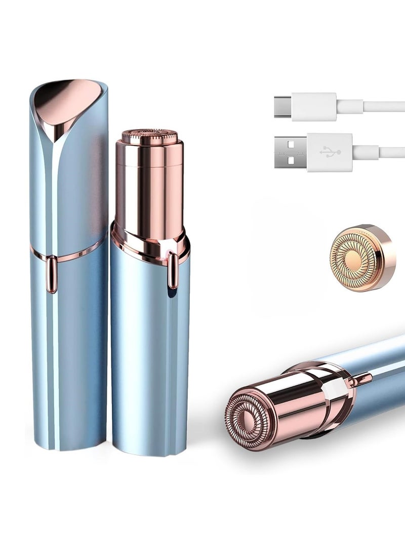 إزالة شعر الوجه الكهربائية للنساء، ماكينة حلاقة الوجه والشفاه بدون ألم، لون الخوخ، بحجم أحمر الشفاه تتضمن ضوءًا ورأسًا بديلًا واحدًا - Image 1