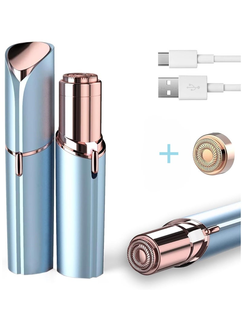 DOLOLO Facial Hair Removal for Women: Electric Face Razor with 1 x Replacement Head - Painless & Instant Results Mini Shaver for Travel Use (Blue) - Image 1