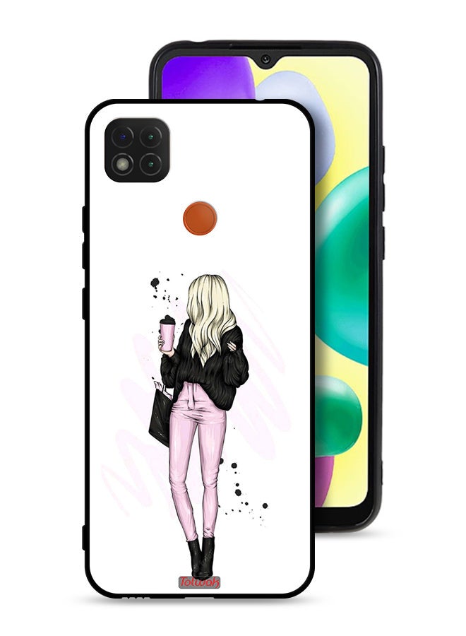 Tolwak Xiaomi Redmi 9C Protective Case Cover Girl Holding Coffee Cup Art - Image 1
