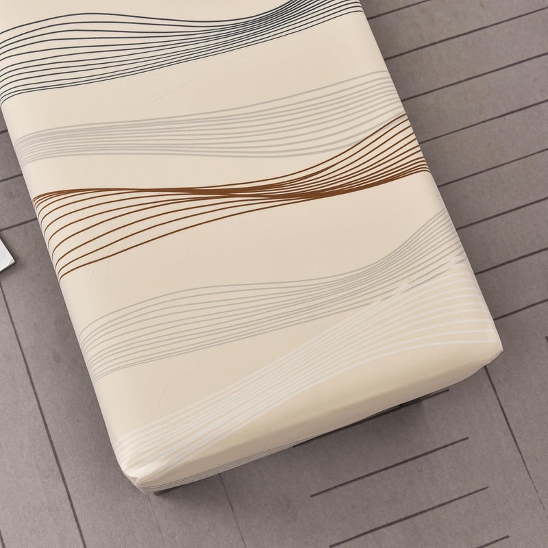 House of Quirk Stretchable Dining Bench Cover Soft Washable Elastic Slipcover for Dining Room Furniture Fits Standard Benches Protective Stylish Seat Cover Beige Serif - Image 5