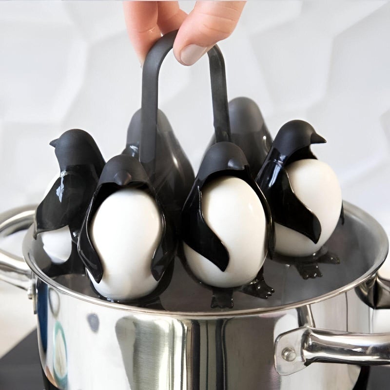 Kitchen Storage - Cute Penguin-Shaped Egg Holder for Boiled Eggs, 3-in-1 Rotating Organizer, Food Prep, and Cooking Convenience for Modern Kitchens - Image 3