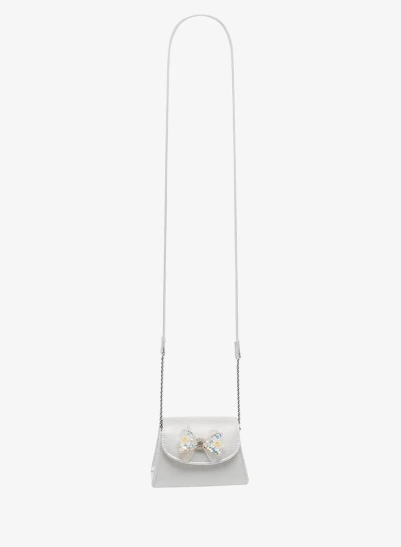 Celeste Bow Embellished Crossbody Bag with Chain Strap