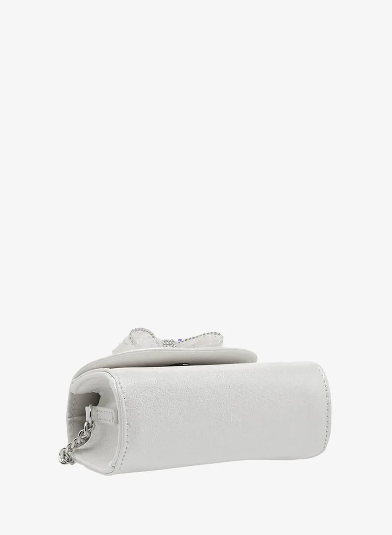 Celeste WHITE Bow Embellished Crossbody Bag with Chain Strap for Women | Best Price UAE