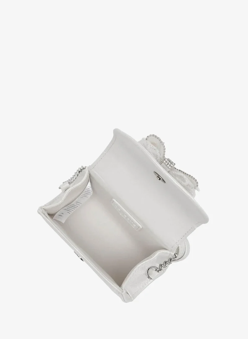 Celeste WHITE Bow Embellished Crossbody Bag with Chain Strap for Women | Best Price UAE