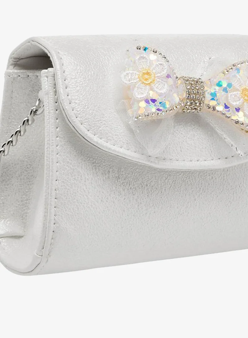 Celeste WHITE Bow Embellished Crossbody Bag with Chain Strap for Women | Best Price UAE