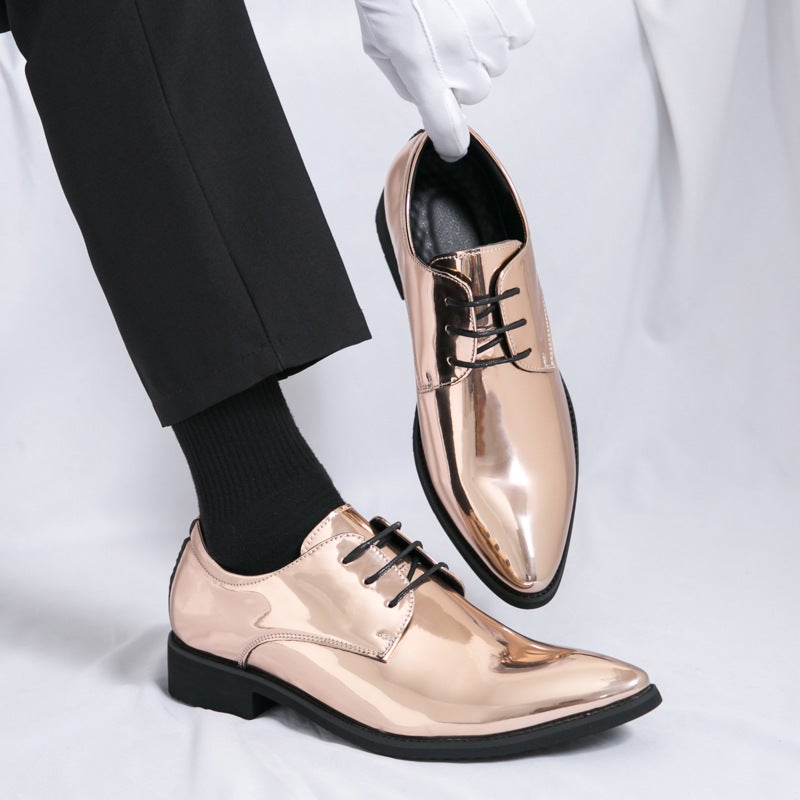 Fashion British Pointed Leather Shoes For Men, Business Casual Bright Leather Men'S Shoes, Large Size Leather Shoes - Image 2