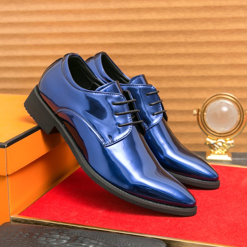 Fashion British Pointed Leather Shoes For Men, Business Casual Bright Leather Men'S Shoes, Large Size Leather Shoes - Image 5
