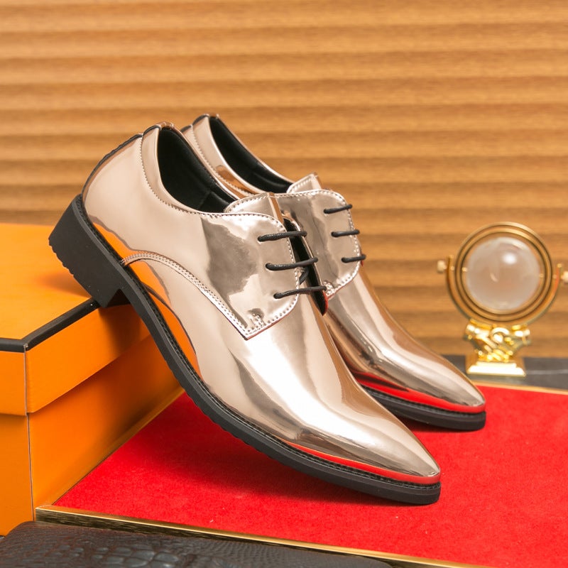 Fashion British Pointed Leather Shoes For Men, Business Casual Bright Leather Men'S Shoes, Large Size Leather Shoes - Image 3