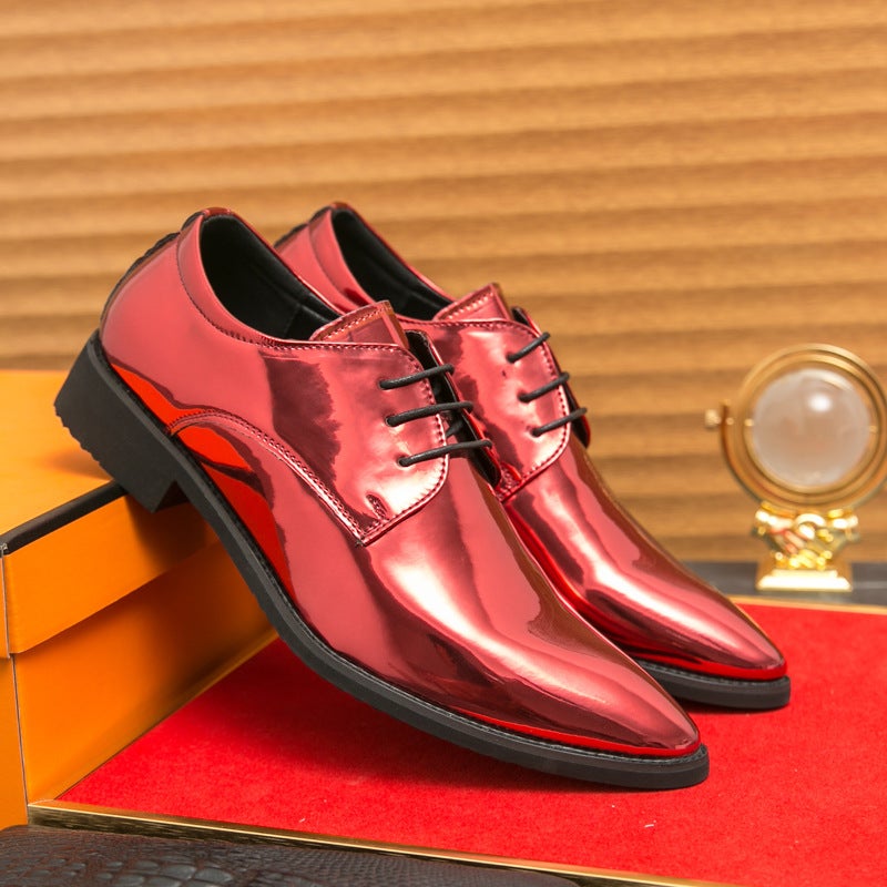 Fashion British Pointed Leather Shoes For Men, Business Casual Bright Leather Men'S Shoes, Large Size Leather Shoes - Image 4
