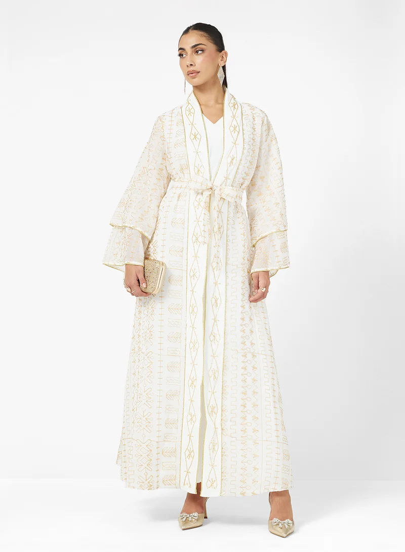 Khizana Embroidered Abaya With Sleeveless Inner