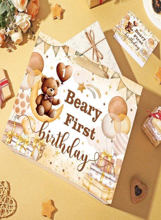 LUUFILx Beary First Birthday Decorations for Boys Girls Beary 1st Birthday Gift Bags with Tissue Paper Greeting Card Bear Birthday Decor for Kids Cute Bear Baby Shower Wrapping Paper Party Favors Decor Supplies - Image 4