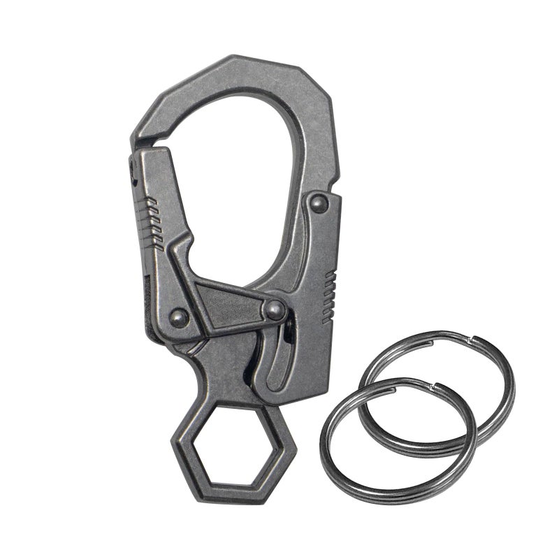 Ahiller Carabiner Clip 2.5'' Zinc Alloy Double Lock Rhombus Keychain with 2 Key Rings for Car Key Hike Ride Outdoor Sports,Heavy Duty Key Holder for Men and Women-Gunmetal - Image 1