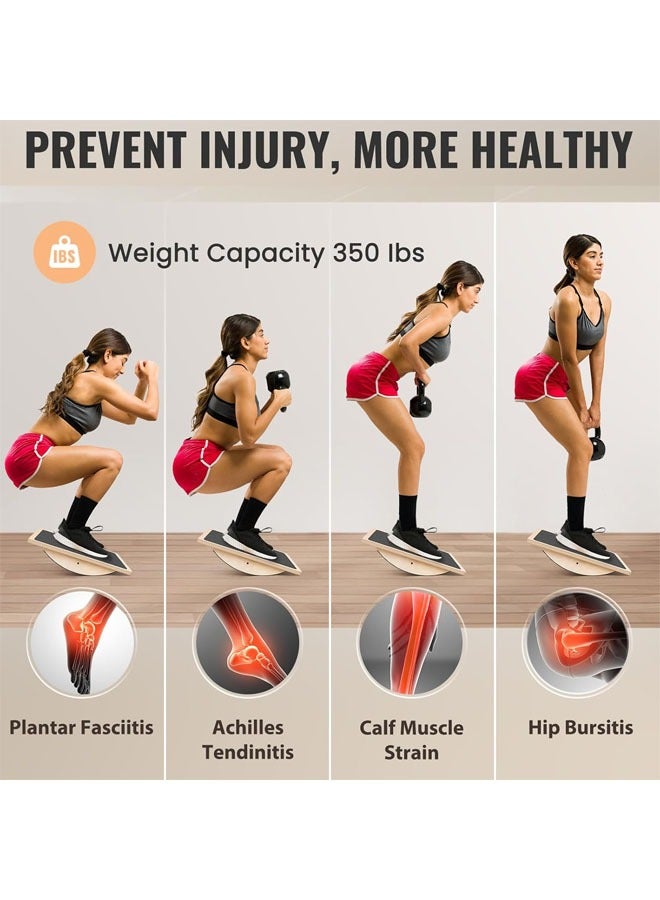 هاي هونور لوح توازن خشبي احترافي، لوح هزاز، لوح هزاز، ملحق مكتب خشبي واقف، مضاد للانزلاق، 350 رطل للوحات التوازن للعلاج الطبيعي ， لوح توازن أسفل المكتب، بكرة مضادة للانزلاق، قوة أساسية، ثبات الألواح المتذبذبة للمكتب (44*33*7.8 سم) - Image 2