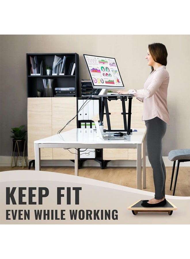 هاي هونور لوح توازن خشبي احترافي، لوح هزاز، لوح هزاز، ملحق مكتب خشبي واقف، مضاد للانزلاق، 350 رطل للوحات التوازن للعلاج الطبيعي ， لوح توازن أسفل المكتب، بكرة مضادة للانزلاق، قوة أساسية، ثبات الألواح المتذبذبة للمكتب (44*33*7.8 سم) - Image 5