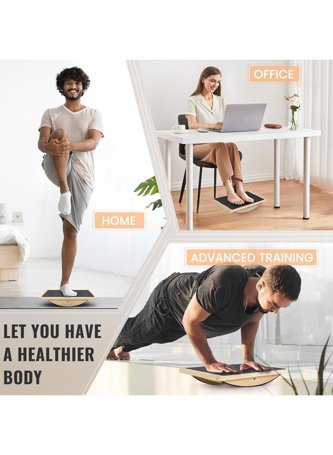 هاي هونور لوح توازن خشبي احترافي، لوح هزاز، لوح هزاز، ملحق مكتب خشبي واقف، مضاد للانزلاق، 350 رطل للوحات التوازن للعلاج الطبيعي ， لوح توازن أسفل المكتب، بكرة مضادة للانزلاق، قوة أساسية، ثبات الألواح المتذبذبة للمكتب (44*33*7.8 سم) - Image 4