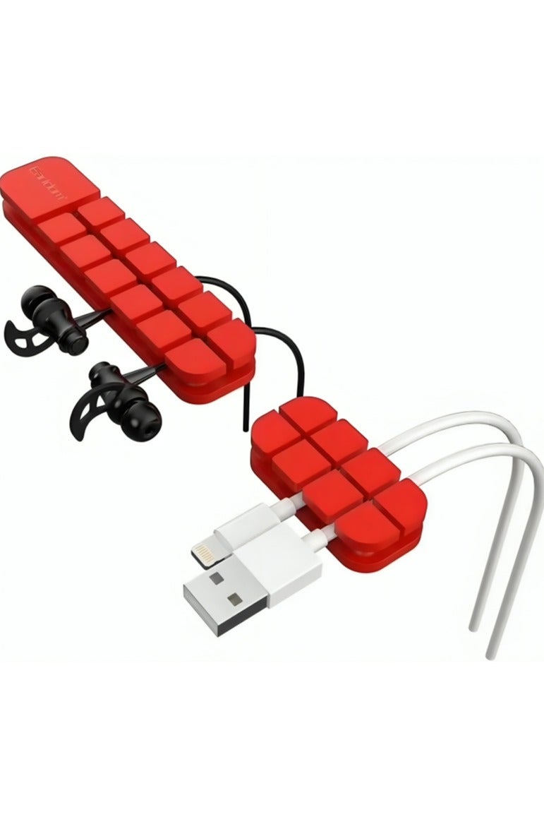 Earldom ET-EH81 Cable Clip Organizer For Cables, USB cords, HDMI cables, and Headphone wires - Red - Image 1