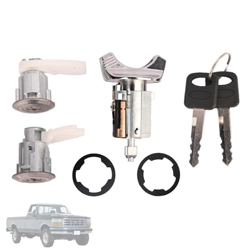 Getfarway أسطوانات قفل الباب ومفتاح الإشعال Getfarway مع 2 مفتاح متوافق مع فورد أيرستار 1994، F150/250/350 بيك أب 1992-1995، E150/250/350 فان 1992-1995، كراون فيكتوريا 1990-1991، رينجر 1995 والمزيد - Image 1