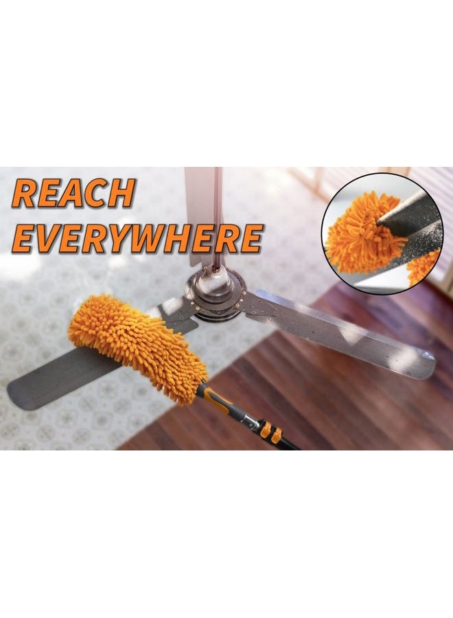 EXTEND-A-REACH مجموعة أدوات تنظيف الغبار بارتفاع 20 قدم مع عمود تمديد من 4-12 قدم // مجموعة تنظيف الأسقف العالية مع عمود قابل للتمديد // أداة تنظيف خيوط العنكبوت // أداة تنظيف الريش وأداة تنظيف مروحة السقف // مجموعة التنظيف النهائية - Image 5