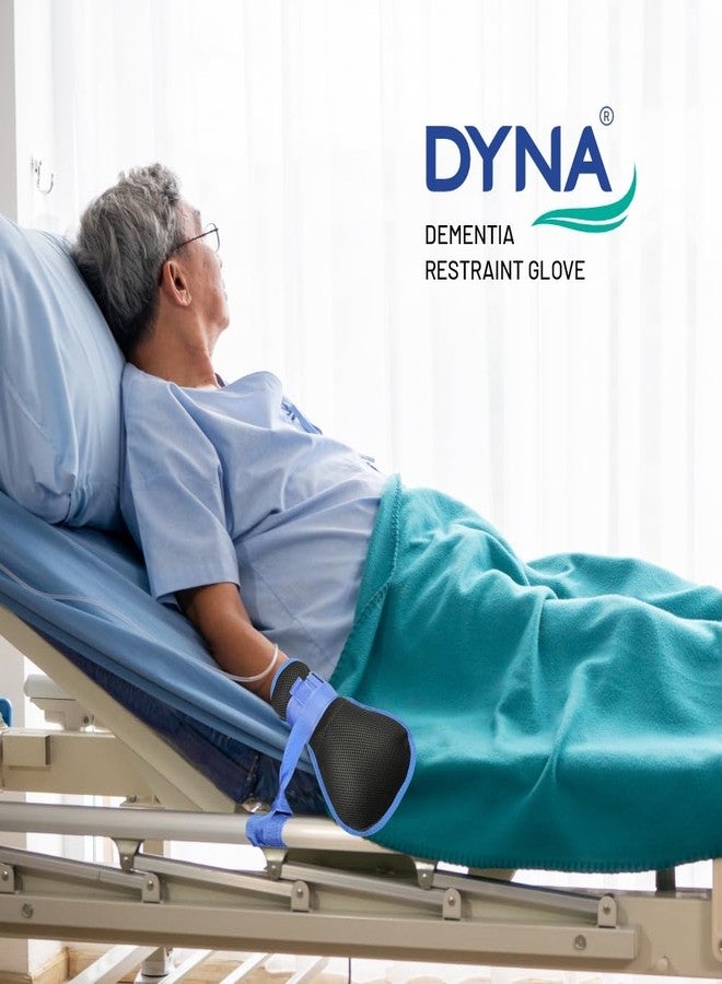 Dyna Cotton Comfortfit Dementia Restraint Gloves - Secure & Gentle Hand Control Mitts, Pair (2Units) - Universal, Blue - Image 2