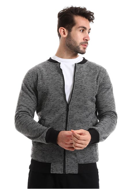 Men Sweatshirt With Front Pockets And Through Zipper
