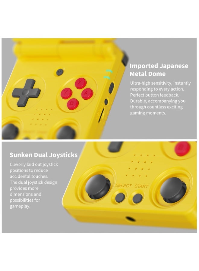 أنبيرنيك وحدة تحكم ألعاب محمولة ANBERNIC RG35XX SP بتصميم كلاسيكي، نظام لينكس، مخرج HDTV، شاشة IPS 3.4 بوصة، واي فاي، HDMI، بلوتوث، مع بطاقة TF سعة 64 جيجابايت، أكثر من 5000 لعبة كلاسيكية، بطارية 3300 مللي أمبير/ساعة، لون أصفر - Image 4