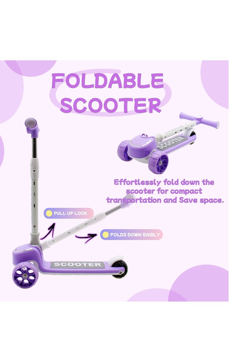 EASY FUTURE Scooters for Kids with Foldable & Height Adjustable Handle Kick Scooter with LED PU Wheels & Rear Brake Kids Scooter for 3 to 8 Years - Image 2