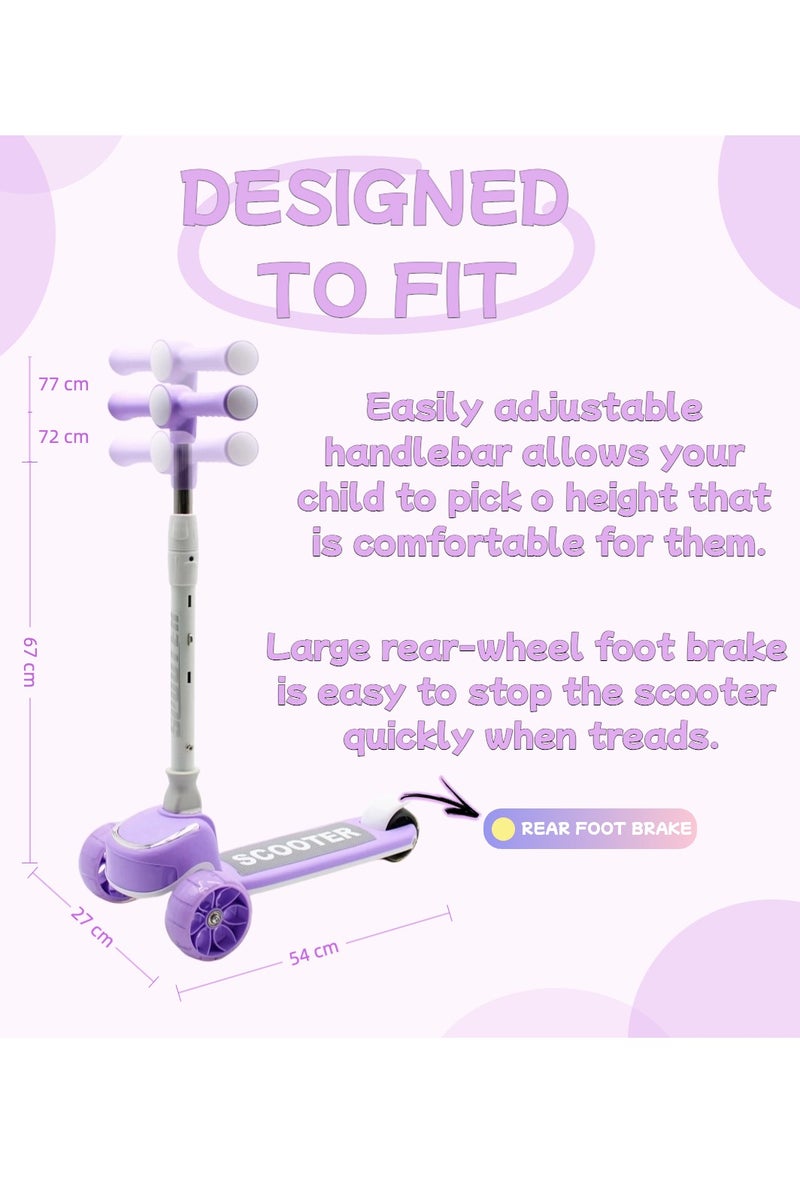 EASY FUTURE Scooters for Kids with Foldable & Height Adjustable Handle Kick Scooter with LED PU Wheels & Rear Brake Kids Scooter for 3 to 8 Years - Image 3