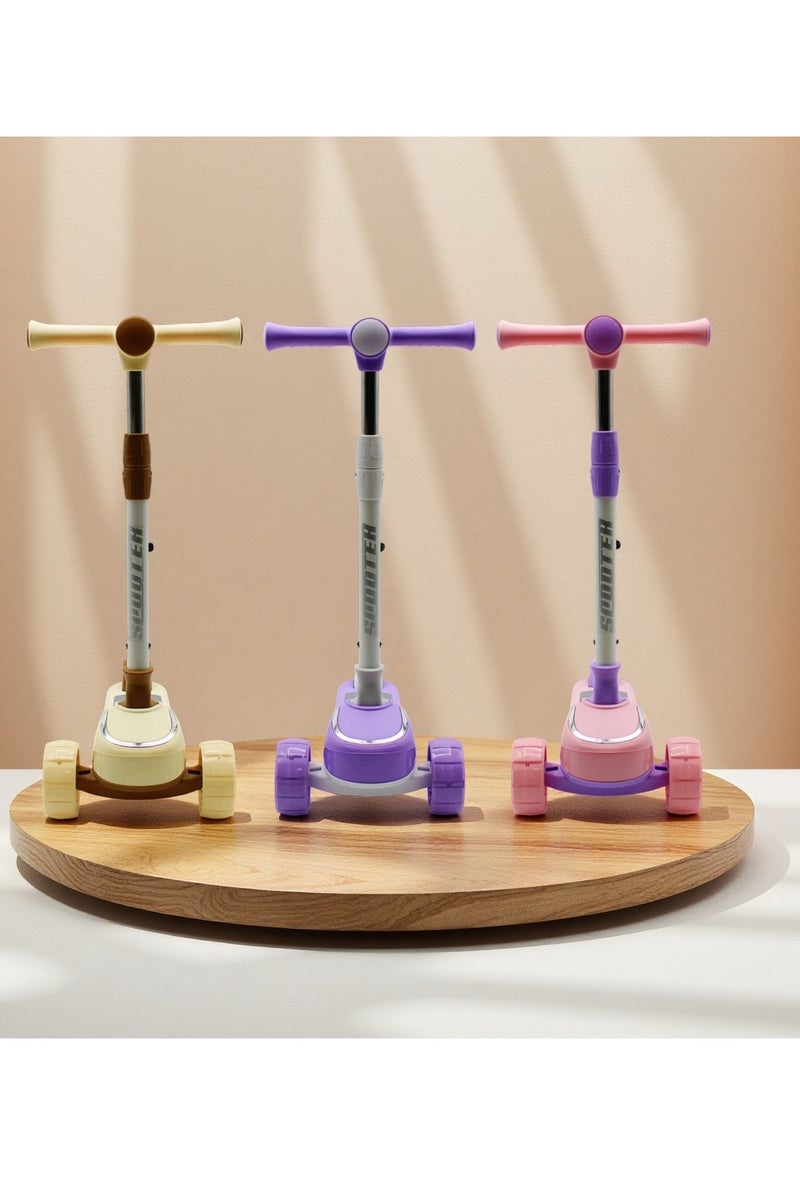 EASY FUTURE Scooters for Kids with Foldable & Height Adjustable Handle Kick Scooter with LED PU Wheels & Rear Brake Kids Scooter for 3 to 8 Years - Image 5