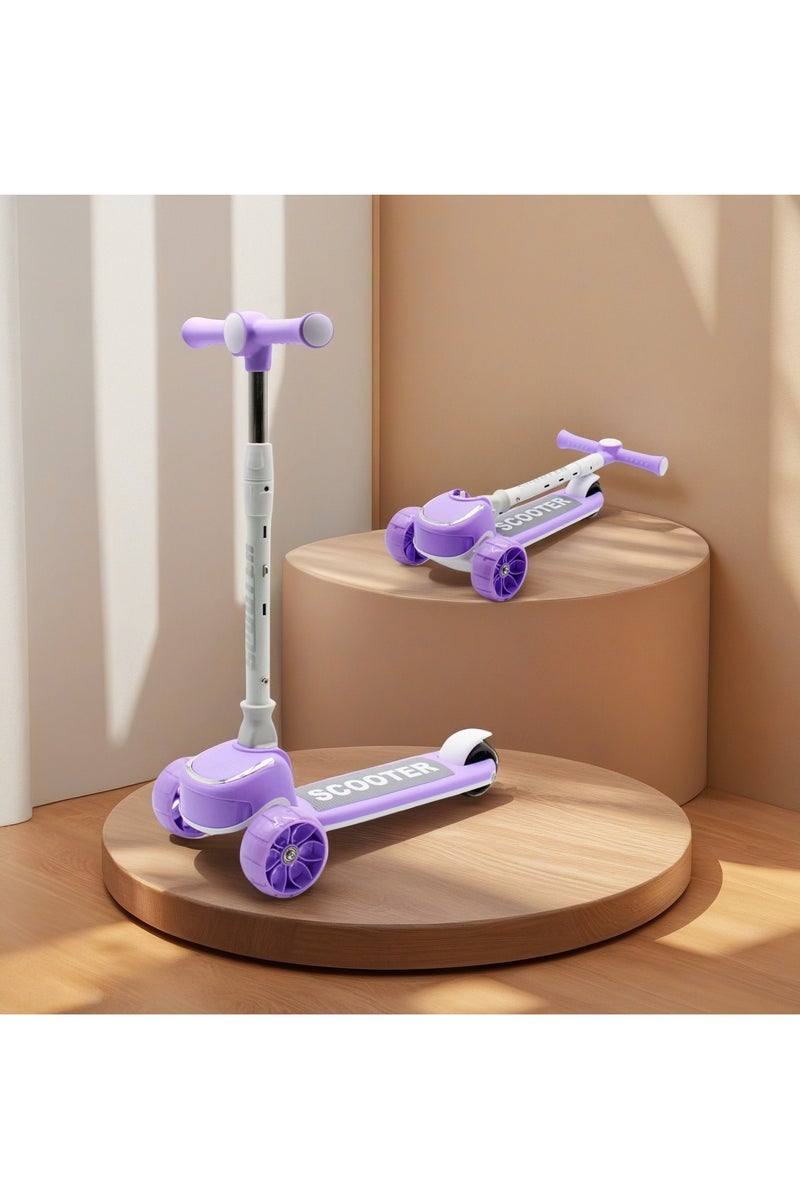 EASY FUTURE Scooters for Kids with Foldable & Height Adjustable Handle Kick Scooter with LED PU Wheels & Rear Brake Kids Scooter for 3 to 8 Years - Image 1